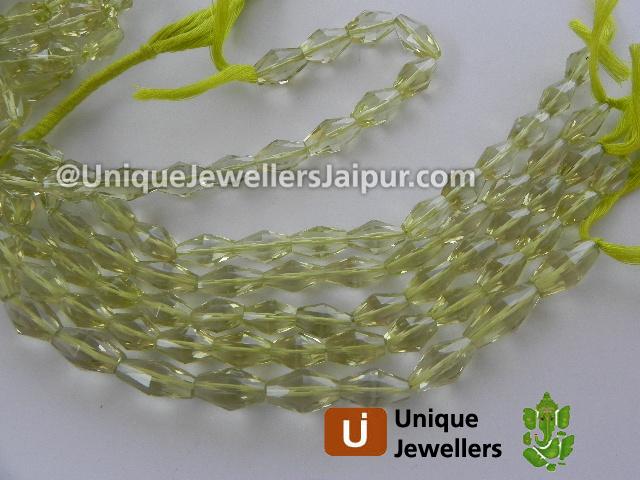 Lemon Quartz Faceted Bicone Beads